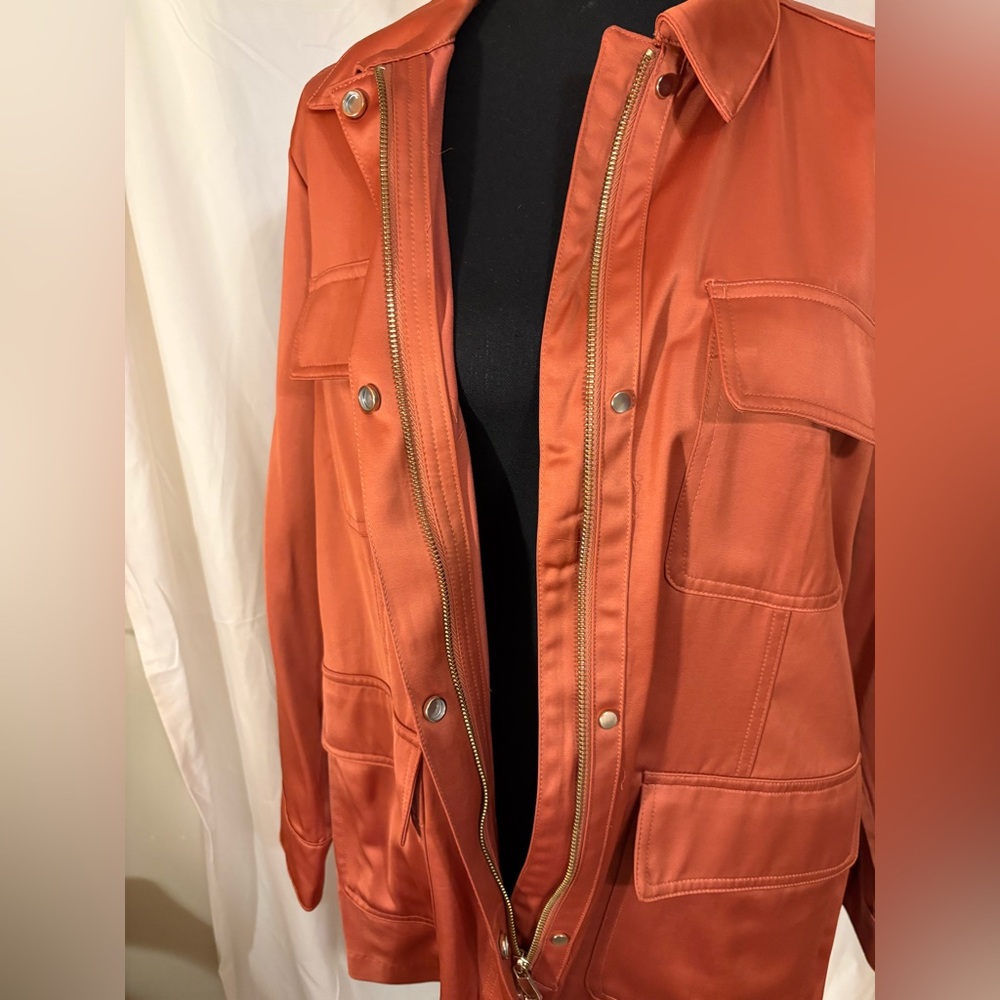 Chico's Rust Utility Jacket Satin Finish Size 2